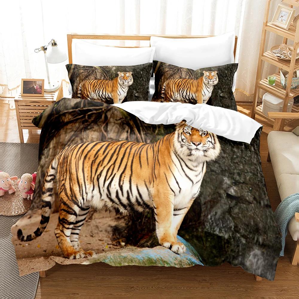 Lion Tiger 3D Bedding Set Adults 200X200 Duvet Cover Sets KidsTwin Full Queen King Home Textile Housse De Couette Bedclothes