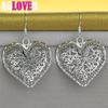 925 Sterling Silver Hollow Heart Flower Earrings Jewelry