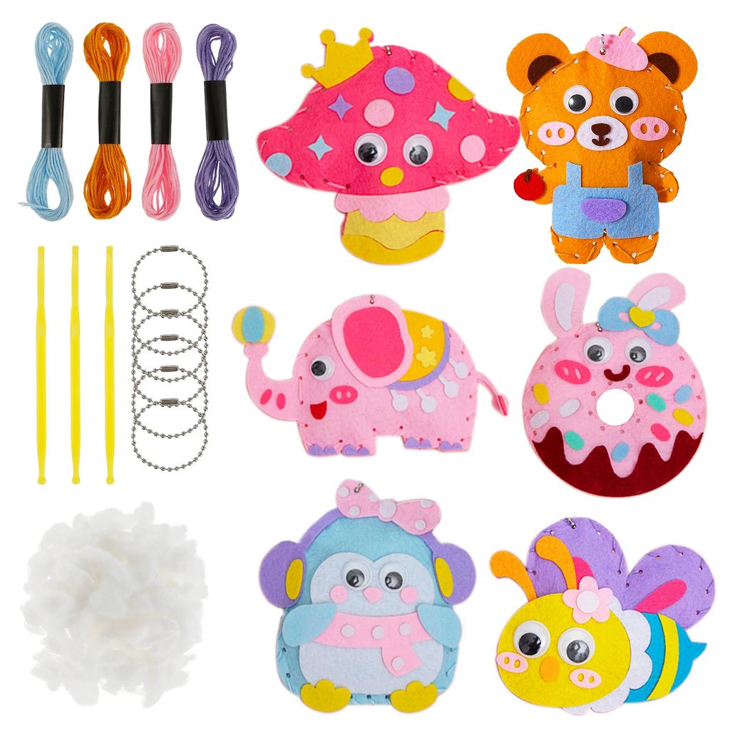 Kids Sewing Animals Craft Kit DIY Sewing Felt Plush Animals Handmade Craft Accessories Set for Beginner Handcraft Sewing