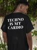 Unisex Koszulka z Nadrukiem Graficznym Litery Techno Is My Cardio Bawełniana Koszulka Unisex Oversize Letnia Nowość Streetwear Codzienna Modna Okrągły Dekolt