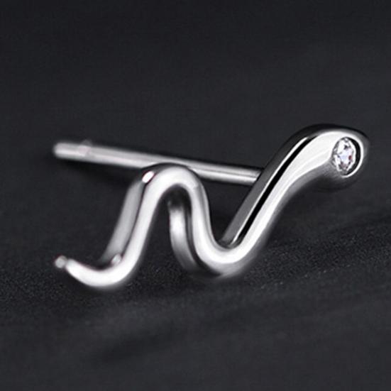 1 Pair Ear Studs Temperament Minimalist Shiny Cubic Zirconia Inlaid Geometric Dress Up Gift Women Snake Stud Earrings Cartilage