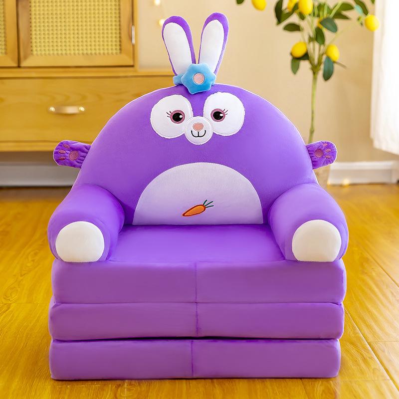 Multi-Function Folding Toddler Sofa: Cartoon Design, Washable Cushion, Perfect for Boys & Girls' Reading and Play.
