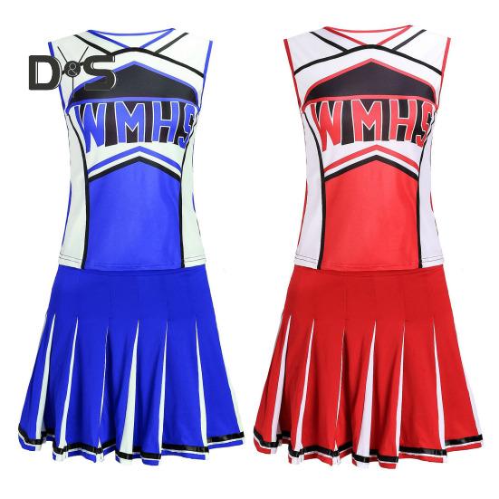 2 bucăți/set ținută de performanță majoretă Set de fuste fără mâneci pentru liceu Glee Club pentru fete Costum de majorete pentru varsity rochie de majorete