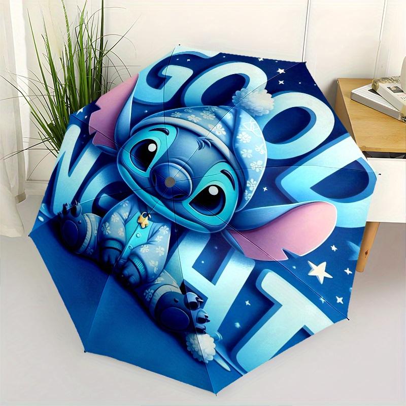 

Stitch,Night Fully automatic themed umbrella 8 ribs durable iron frame, tri fold compact design, perfect as a gift, travel umbrella, unise