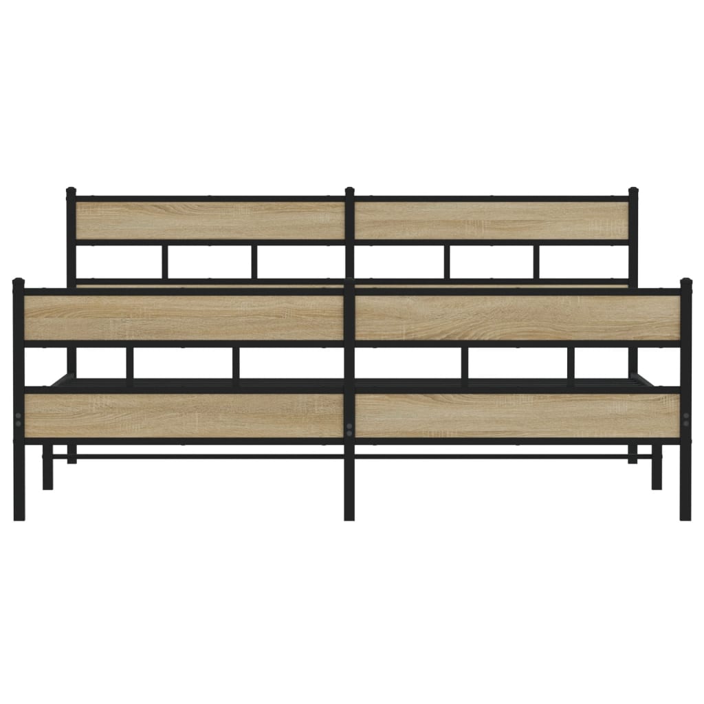 Metal Bed Frame without Mattress Sonoma Oak Finish 200 x 200 cm