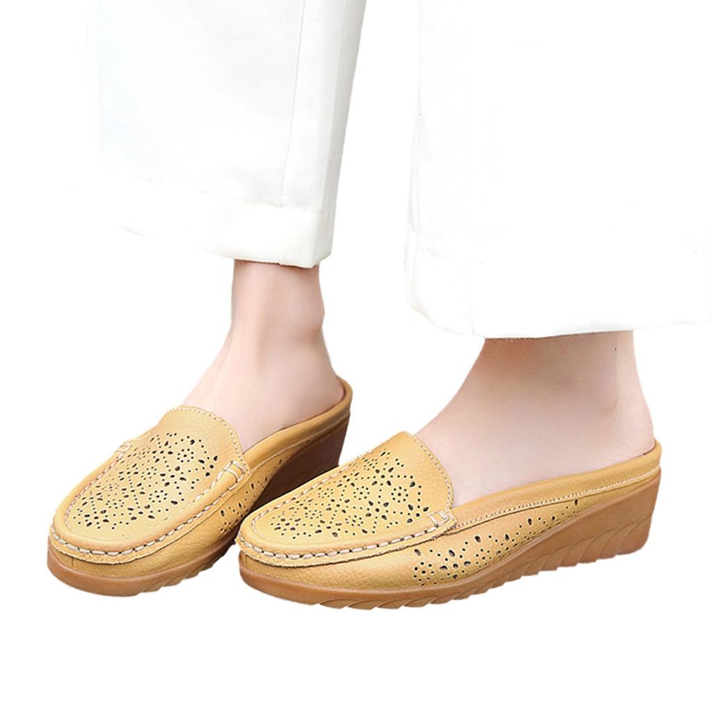 Ladies Shoes Casual Shoes Leather Hollow Breathable Heelless Casual Shoes Casual Shoes for Women Leather Extra Wide