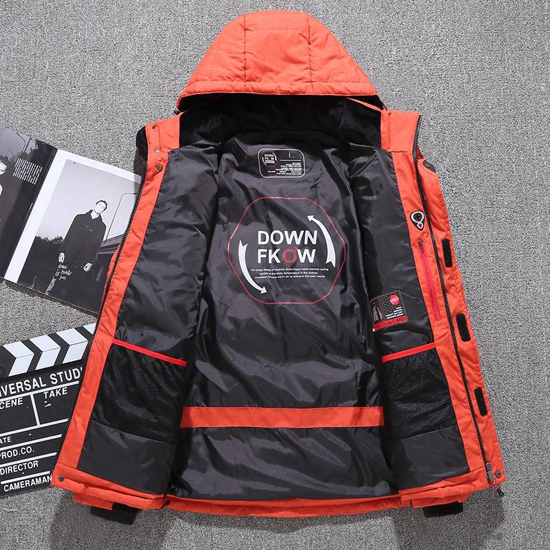 Men's Short Down Jacket Winter Hooded Men's Multi-pocket Winter Outdoor Jacket