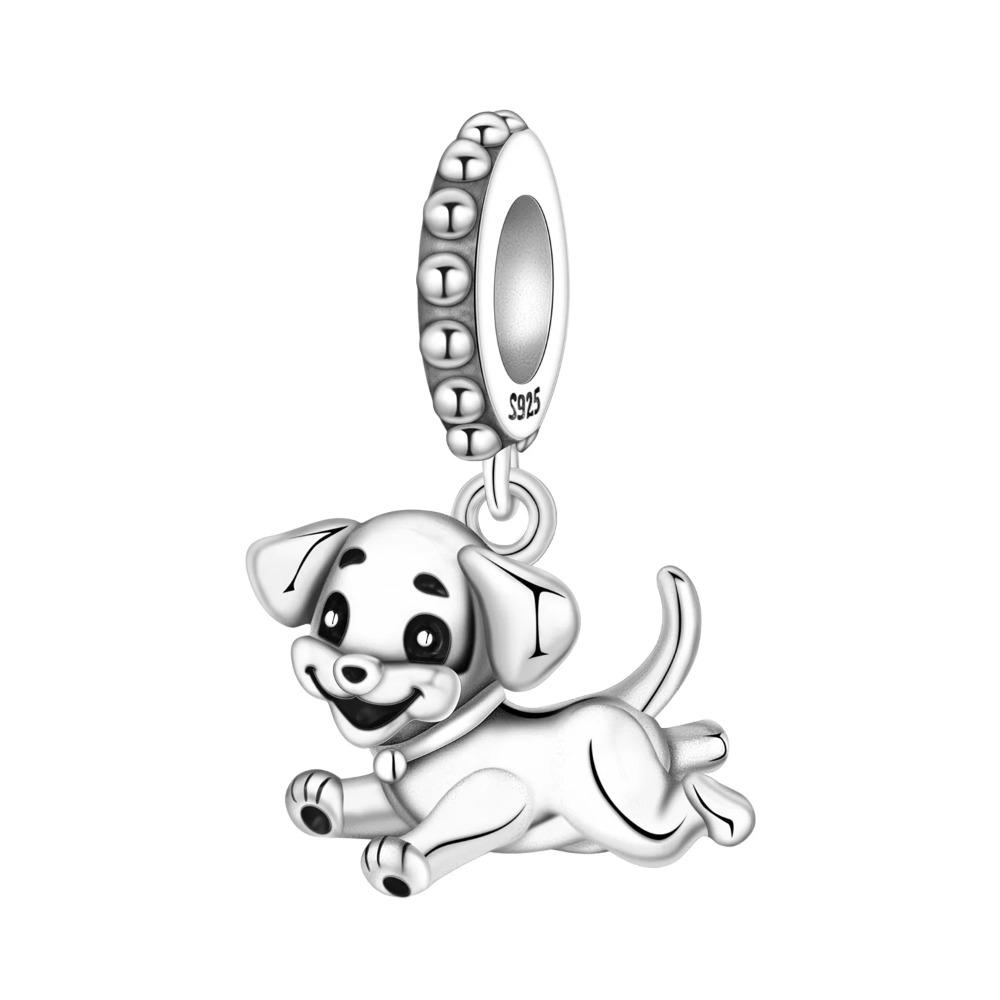 Copper Girl Holding Dog Charm Golden Retriever Beads Fit Original Bracelet Making Gift For Woman Jewelry Diy Fashion Pendant
