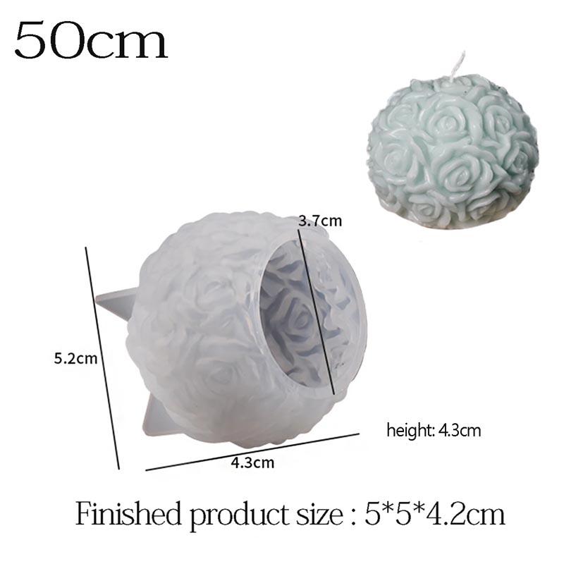 3D Rose Ball Candle Resin Silicone Mold Valentine's Day Casting , Creative Elegant Flower Candle Holder Suitable For DIY Can