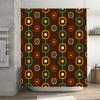 Vintage Retro Shower Curtain with Geometric Pattern Decorative Bath Liner for Bathroom Set Includes 12 Hooks (Brown)