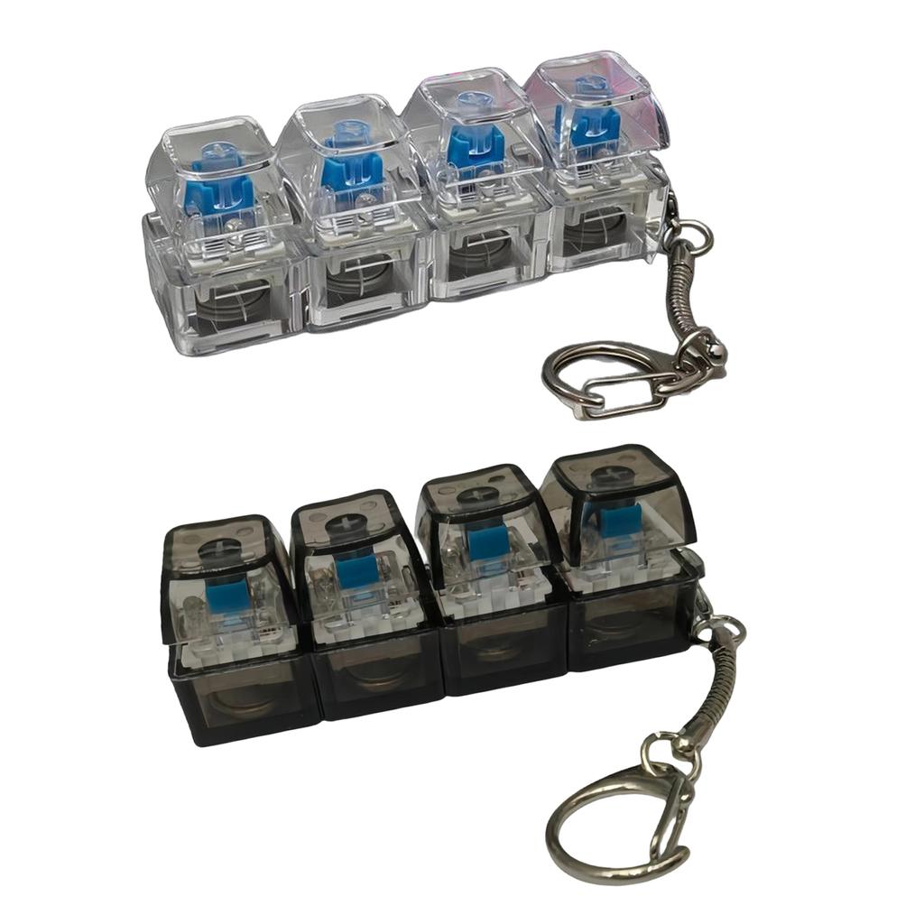 2-pack Keyboard Stress Toy - 4-key Backlit Stress Keyboard Keychain, Backlit Mechanical Keyboard Clicker Toy, Portable Stress Toy