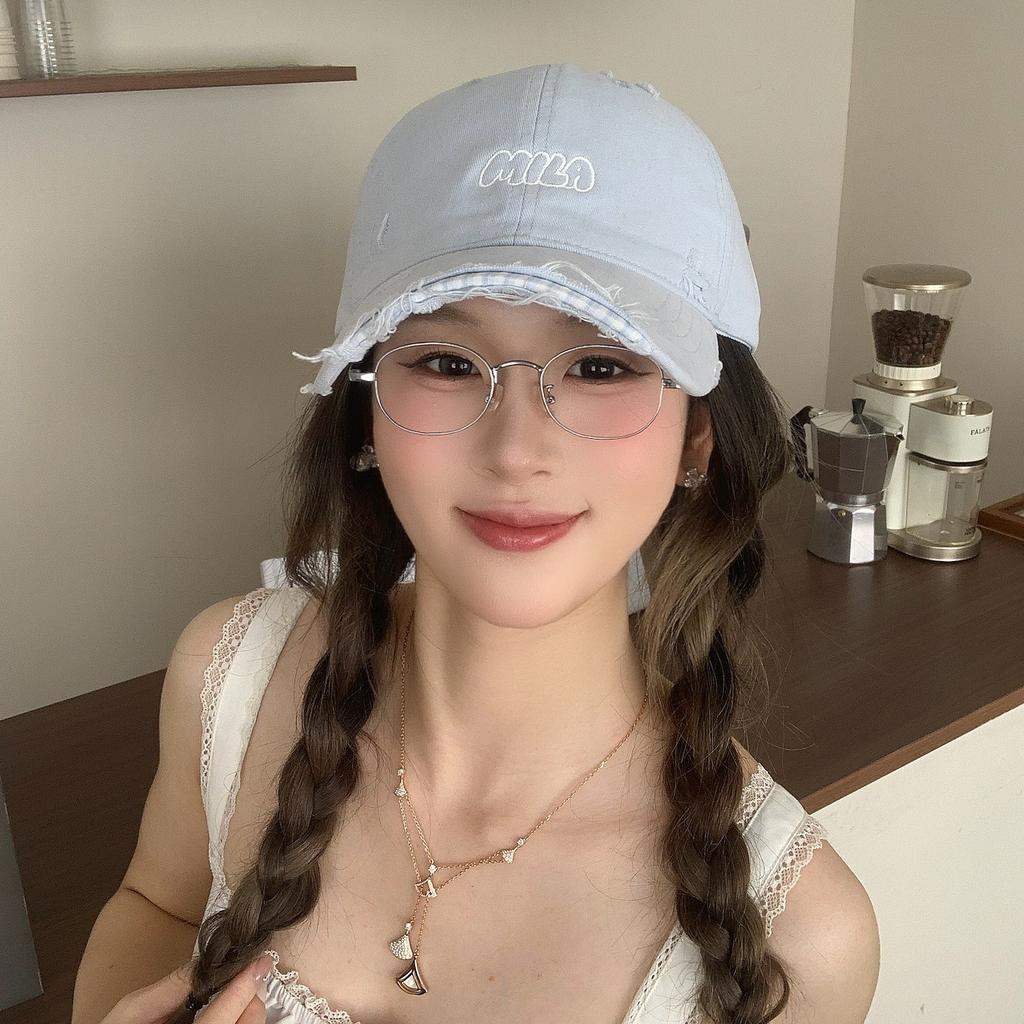 Letter Embroidered Baseball Cap Women'S Spring And Summer Face Small Holes Peaked Cap Versatile High Quality