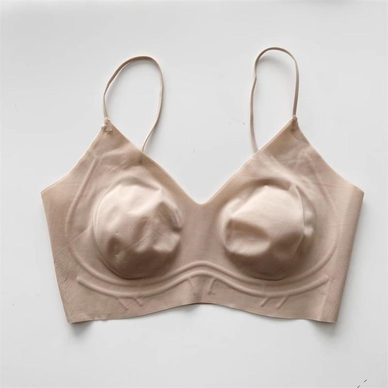 Nude Seamless Wireless Bra Ultra Thin Spaghetti Strap V Neck Lingerie S дубильная кора