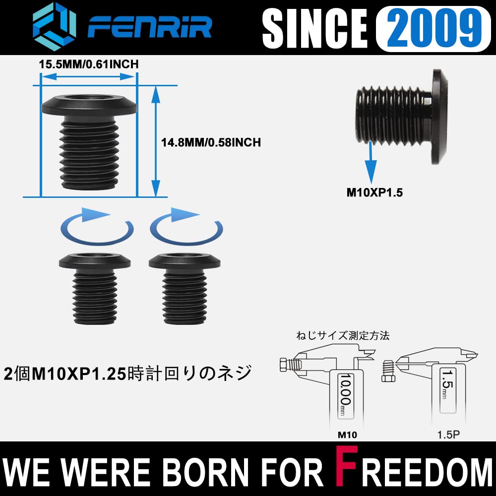 FENRIR Mirror Hole Cover Cap Motorcycle Mirror Hole Plug 304 Stainless Steel (M10XP1.5)