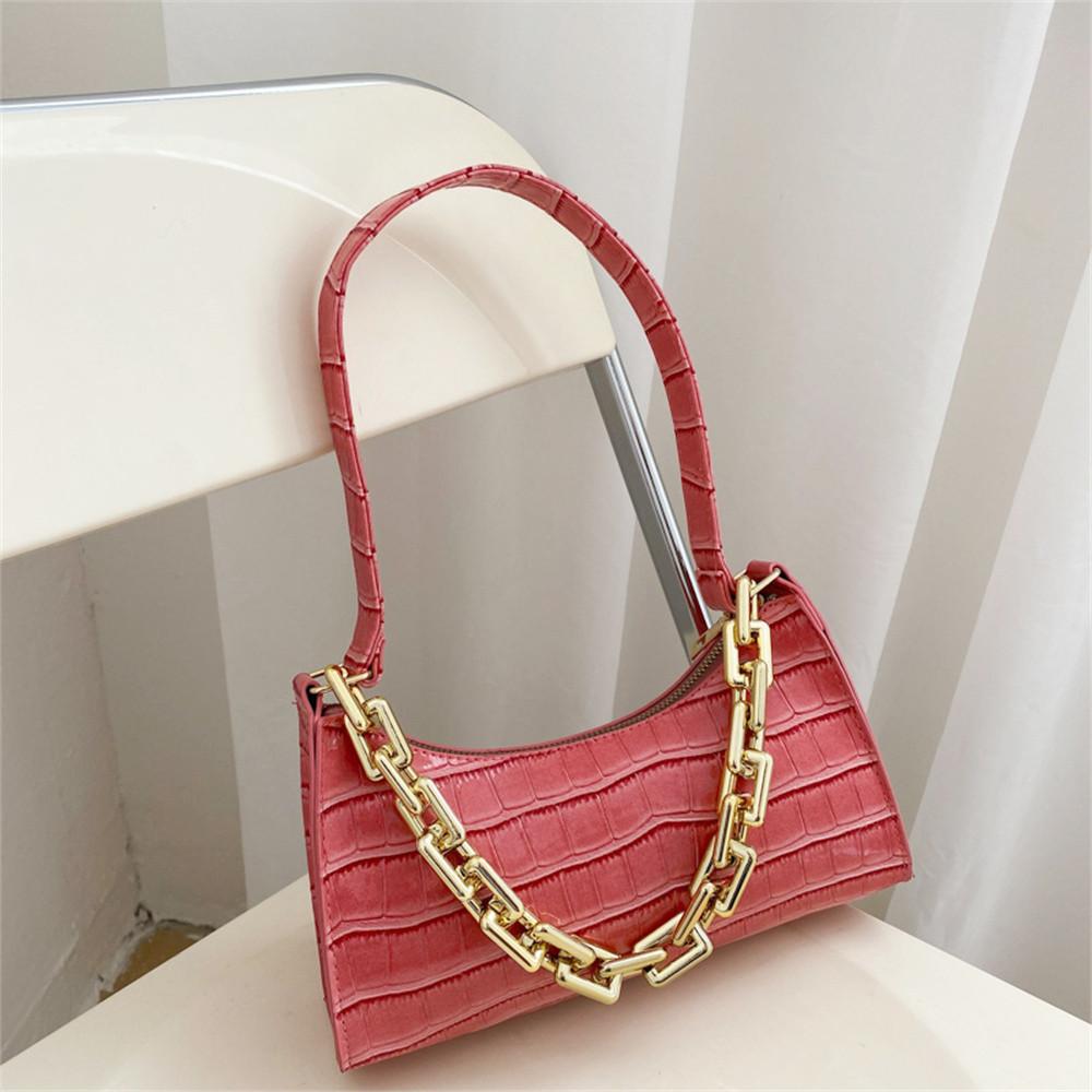 2026 New Retro Crocodile Pattern Zipper Totes Shoulder Bags Pu Leather Solid Color Chain Handbag Underarm Bag Fast Wholesale