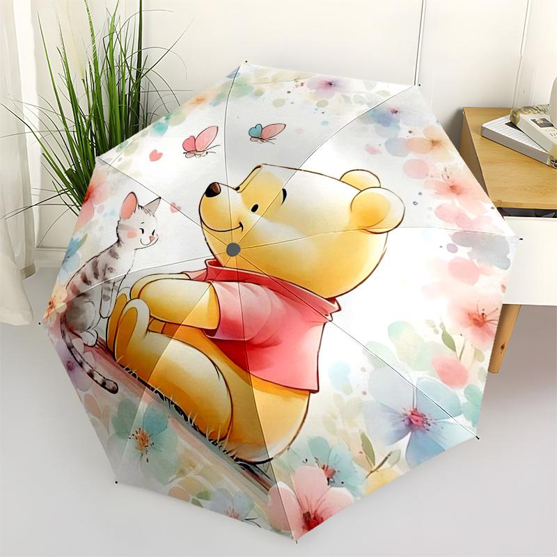 

Winnie and friends Themed Travel Umbrella-8 Ribs Automatic Opening and Closing, Portable Folding Design, Compact and Stylish Umbrella