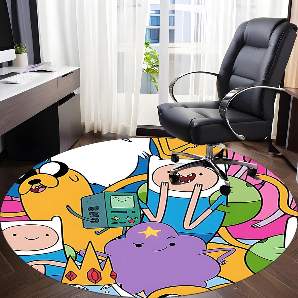 1pc Adventure Time Chair Carpet for Office Non-Slip, Soft & Comfortable, Carpet for Office, Gaming, Lightweight Round Floor Mat Yy251021009