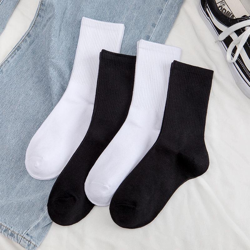 

Black & White Women s Mid-Calf Breathable Trendy Socks – Spring/Summer Casual White - Vertical Stripes