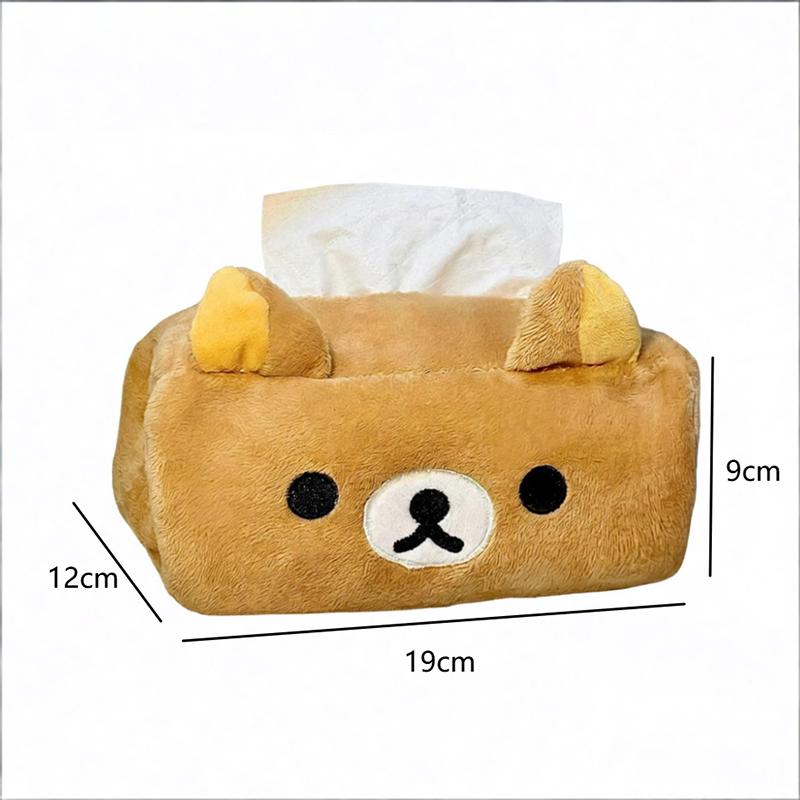 Rilakkuma Felpa Atractiva Caja de Pañuelos Anime Dibujos Animados Hogar Sala de Estar Dormitorio Lindos Soportes de Papel Bolsa de Almacenamiento para Servilletas