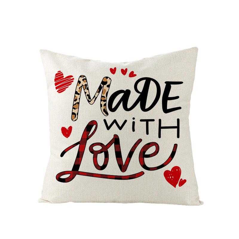 Plaid Valentine's Day Pillow Cover Polyester Printed Love Sofa Cushion Cover Nordic Bedroom Sofa Cushion