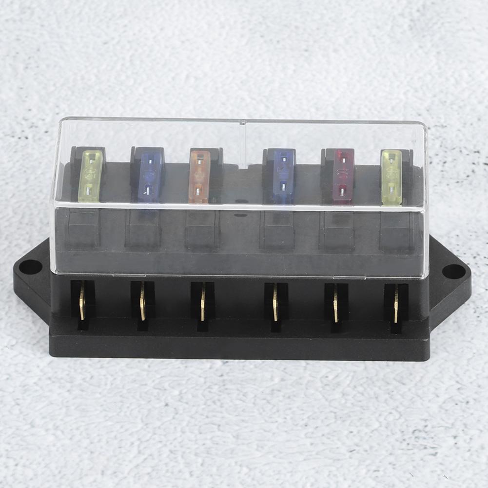 6 Way Blade Fuse Holder Box 12‑36V 6‑In‑6‑Out with 6pcs Fuse Universal Accessory for Car Truck