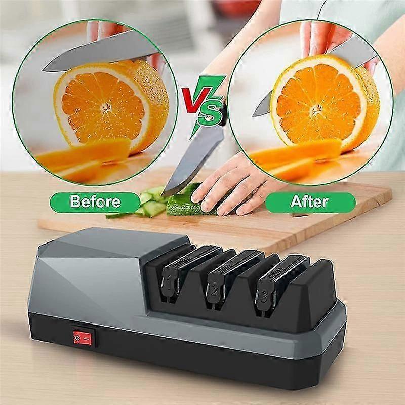 2026 New Electric Knife Sharpener- Knife Sharpeners, 3 Stage Electric Knife Sharpener, 3-Stage, Grey EU Plug