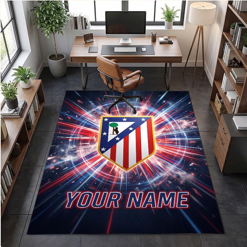 Crystal Velvet Rug Atletico Madrid Print Custom Name Text Floor Mat Home Decor
