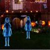 Scary Twins Ghost Ornament Halloween Silhouette Yard Signs with Stakes, Outside Yard Decor