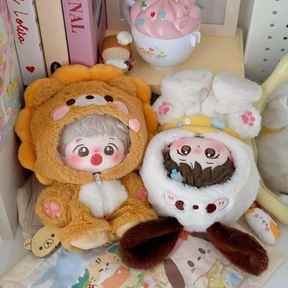 20cm Plush Doll Clothes Animal Onesie Outfit, Cute Fox & Bunny Costume for 20cm Cotton Dolls, Universal Doll Clothing Accessorie