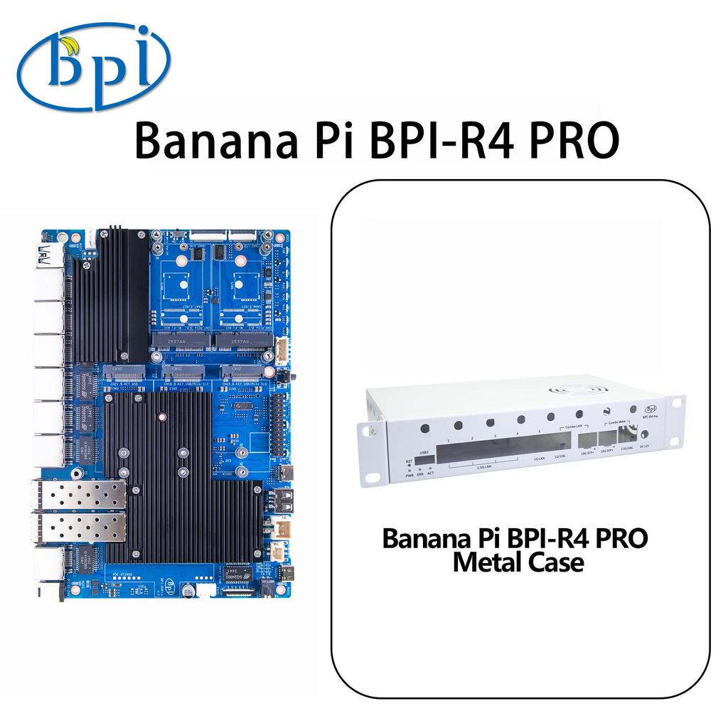 Banana Pi BPI-R4 PRO MediaTek MT7988A (Filogic 880) Quad-core Arm Corex-A7 8GB DDR4 8GB eMMC Wifi7 Router Board Home Automation