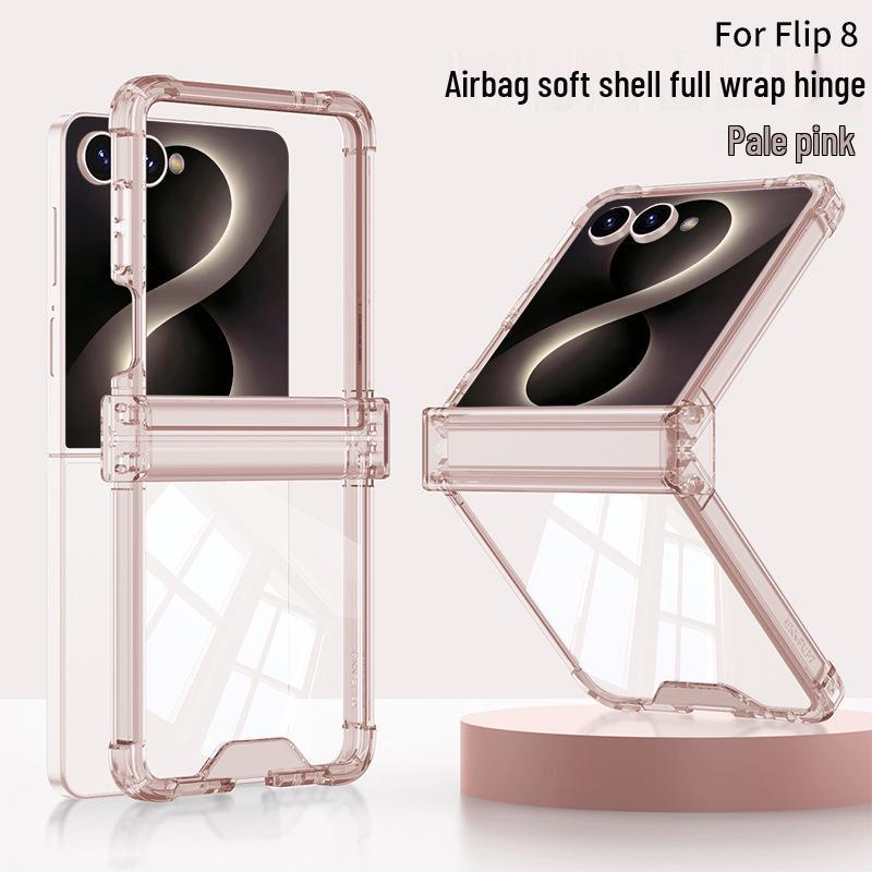 Samsung Galaxy Z Flip 8 Transparent Airbag Case with Rotating Shaft and Full Coverage