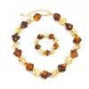 Salircon Boho Resin Acrylic Metal Beaded Necklaces Bracelets Set for Women Vintage Elegant Clavicle Choker Party Jewelry Gifts
