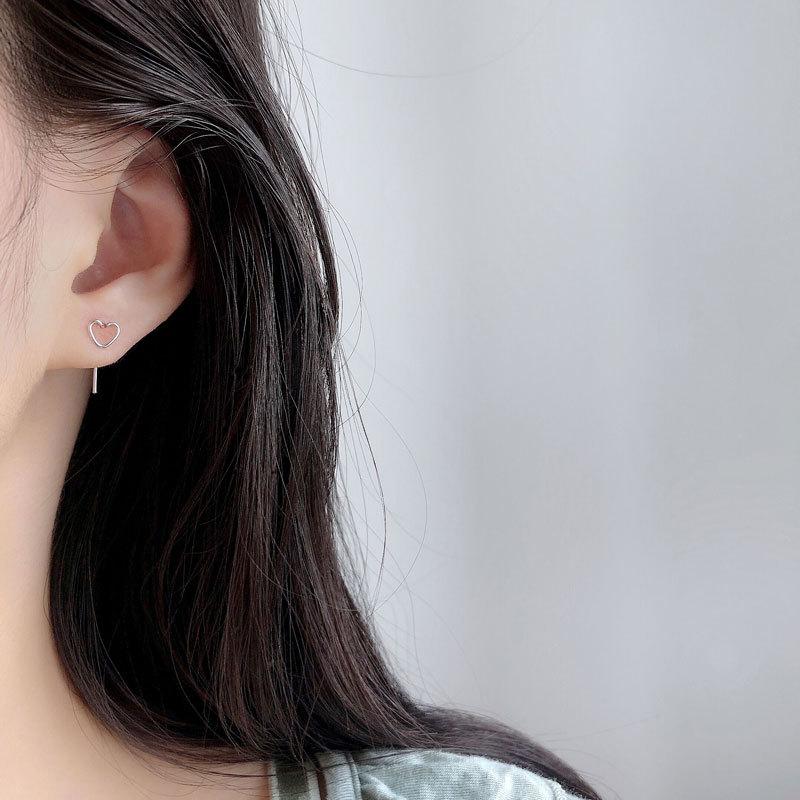 Heart-shaped Love-opened Earrings Simple and Versatile Personality Cold Style Earrings Student Creative Trend