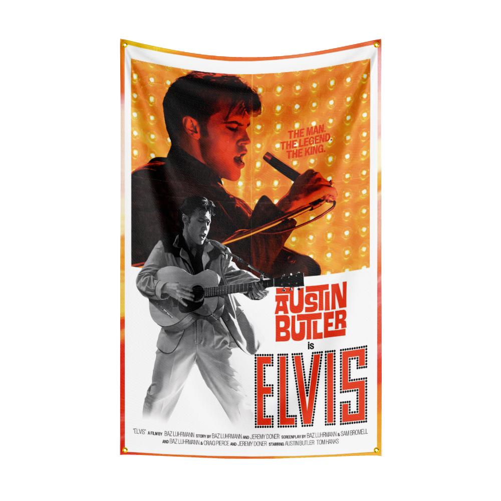 E-Elviss Flag Rock Music Band Banner HD Printing Tapestry Exhibition, Music Band Fans, Garage Decor