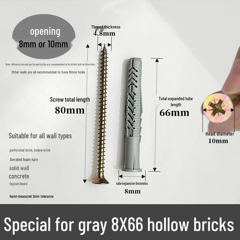 M10*50 Tetrahedron Plastic Expansion Tube for LCD TV Wall Mount & Outdoor AC Unit Bracket
