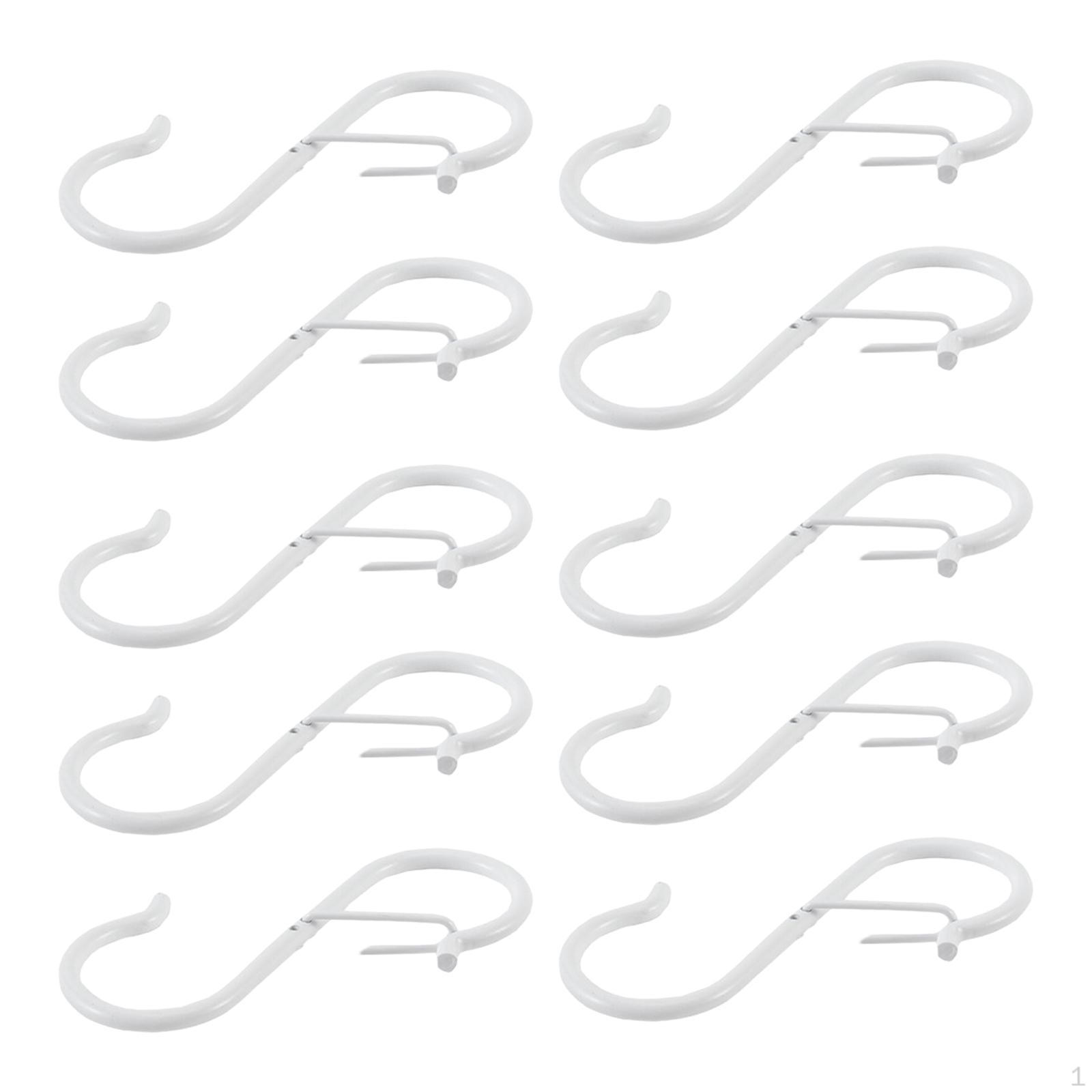 10 Pieces S Hook for Hanging Heavy Duty Pot Rack Hooks Hangers Bags Clothes White