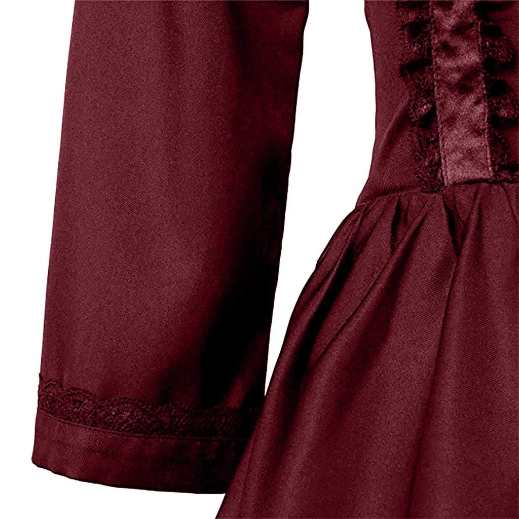 Women's Gothic Ruffle Bell Sleeve Corset Halloween Costume Plus Size Dress Off Shoulder Pattern Print Color Dress