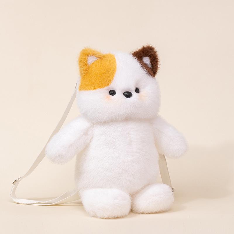 Zaino peluche Duo Gatto e Pecora che Corrono con Bambole Orso e Ape