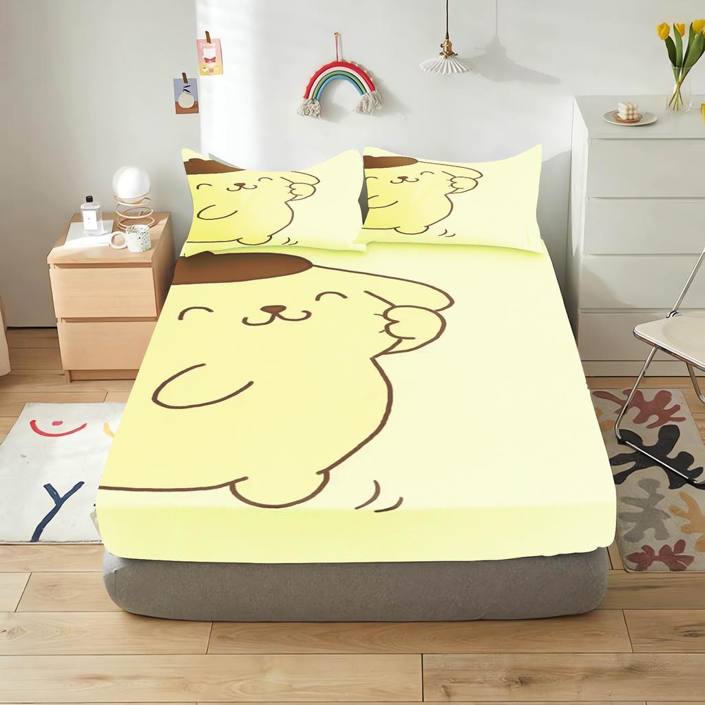 Pudding Dog Fitted Sheet Children, Sanrio Cartoon Coverage, Baby Teenager Sheets Cover, Elastic Bedding, Cute Digital Printing