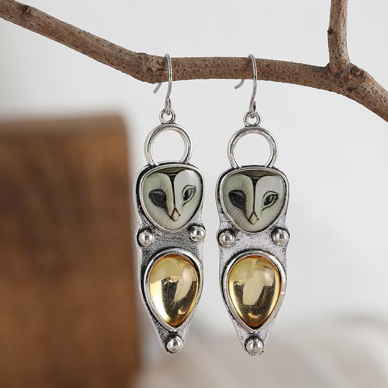 Vintage Owl Cat-eye Pattern  Trend Niche Creative Dangle Earrings for Women Festival Banquet Dress Perfect Gifts Jewelry