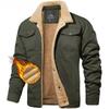 Turn-down Collar Winter Cotton Jackets Mens Sherpa Fleece Trucker Parka Green Work Cargo Coats Clothes Overcoats