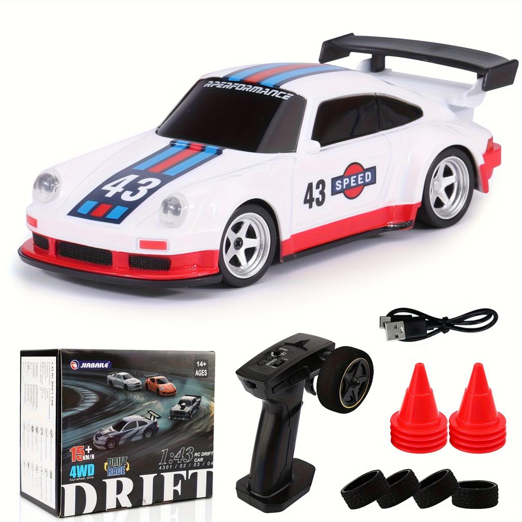 Auto RC Drift 4WD in Scala 1/43 RTR con Sterzo e Acceleratore Completamente Proporzionali Auto Radiocomandata 2.4GHz Giocattoli Regali Divertenti Giocattoli Cool per Bambini