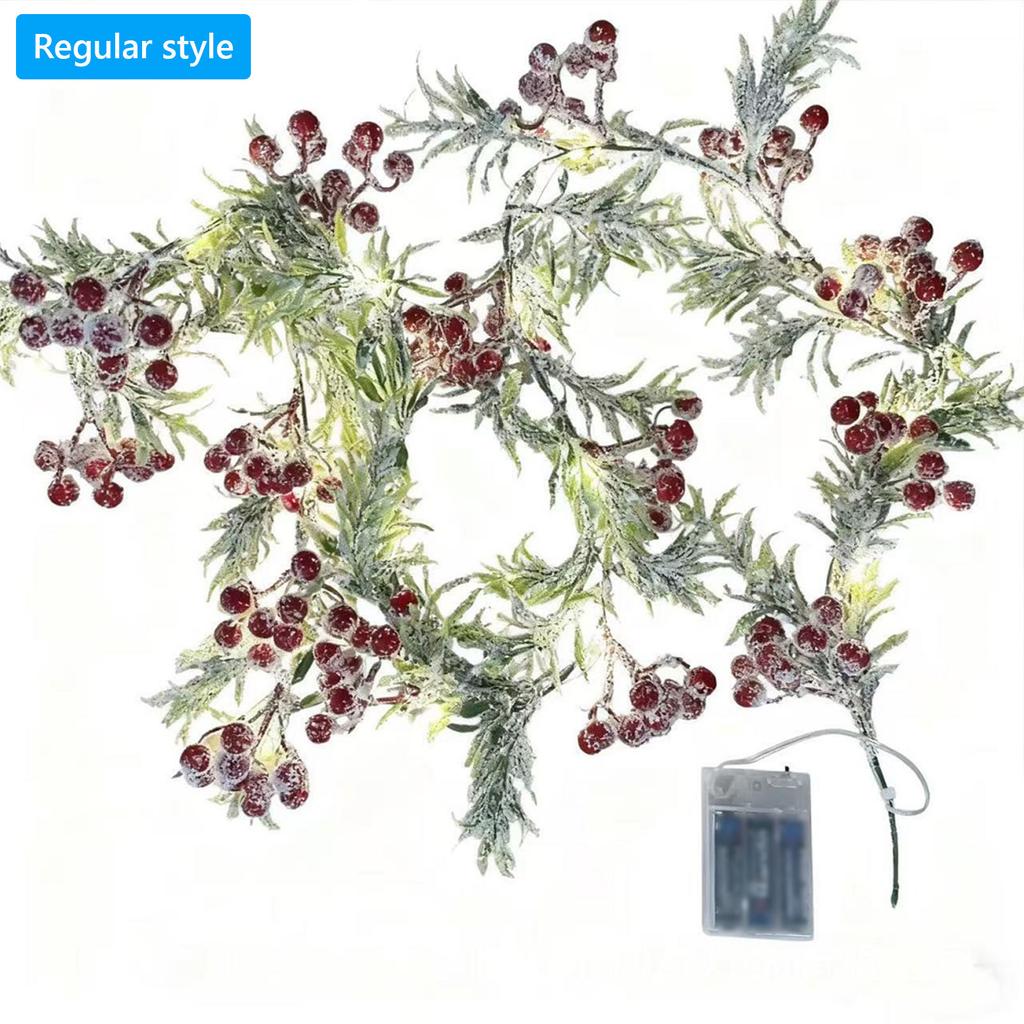 Christmas String Lights with Red Berry Xmas Cedar Garland Fairy String Lights Indoor Outdoor Xmas Fireplace Home Winter Decor