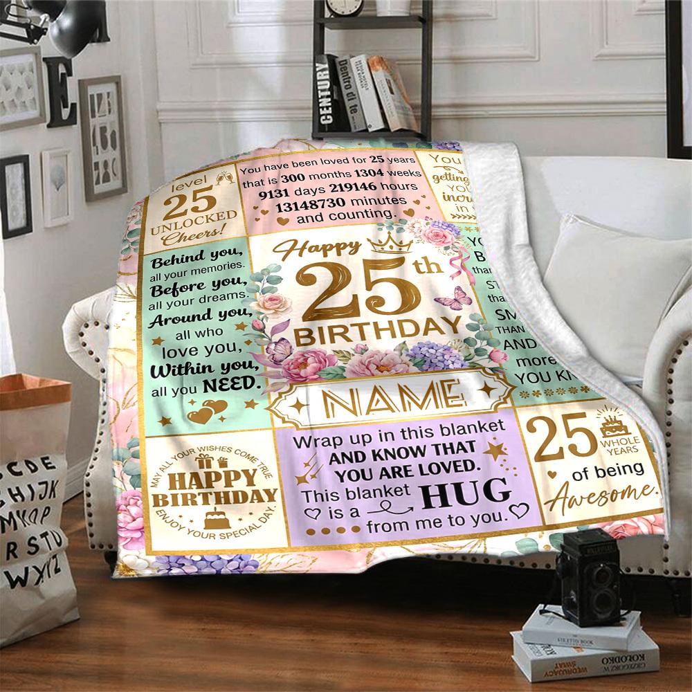 25Th Birthday Celebration Customize Your Name Blanket Soft And Comfortable It'S The Perfect Gift For Family Friends Or Loved Ones Suitable For All