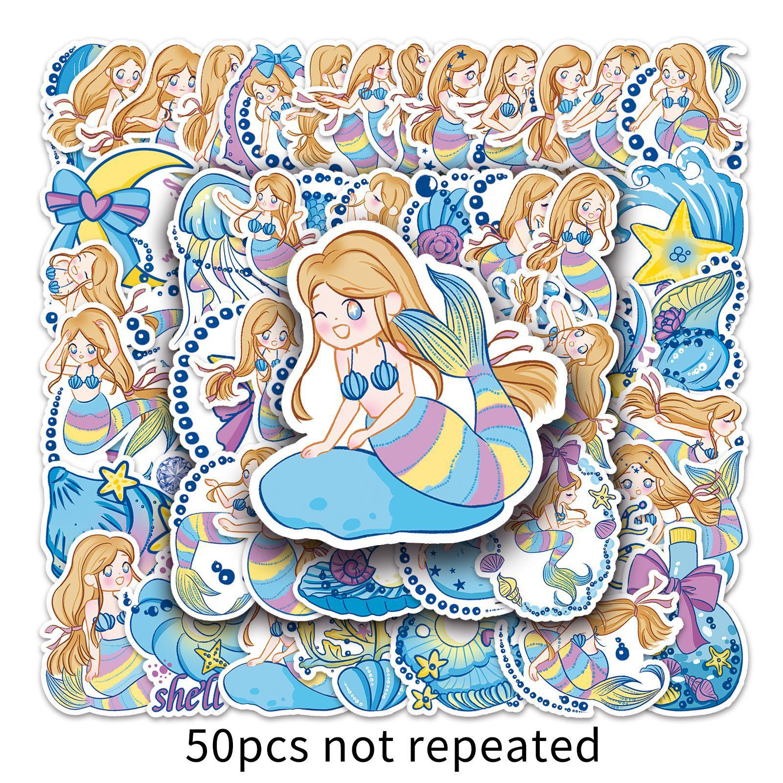 

50 Pictures of Mermaid Doodle Personality Cartoon Creative DIY Mobile Phone Case Suitcase Stickers Waterproof