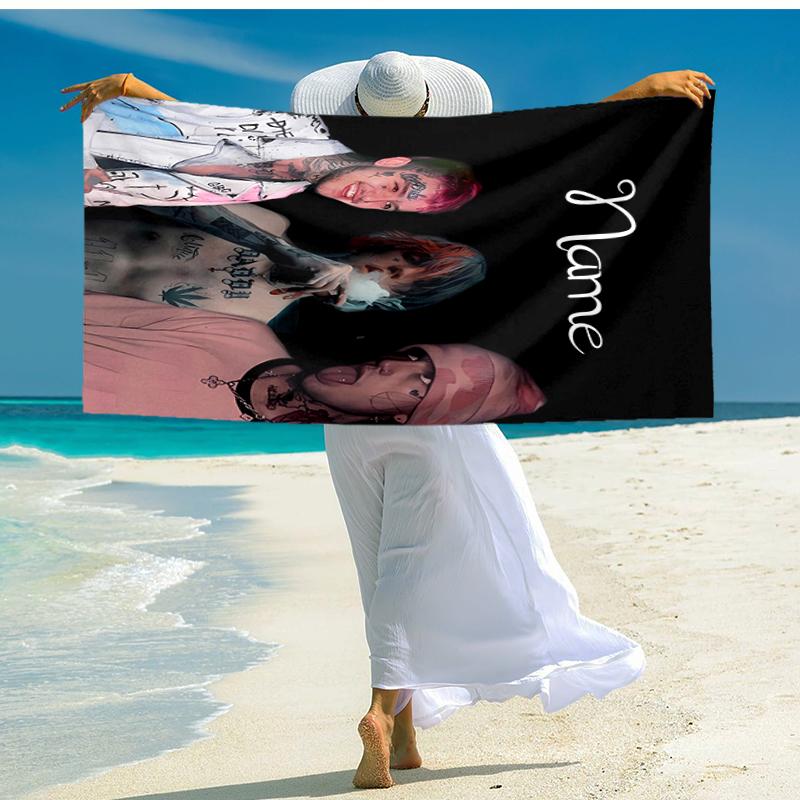 Personalized customized proof beach towel with Lil Peep pattern - soft, absorbent,quick-drying,perfect swimming,camping&bathing
