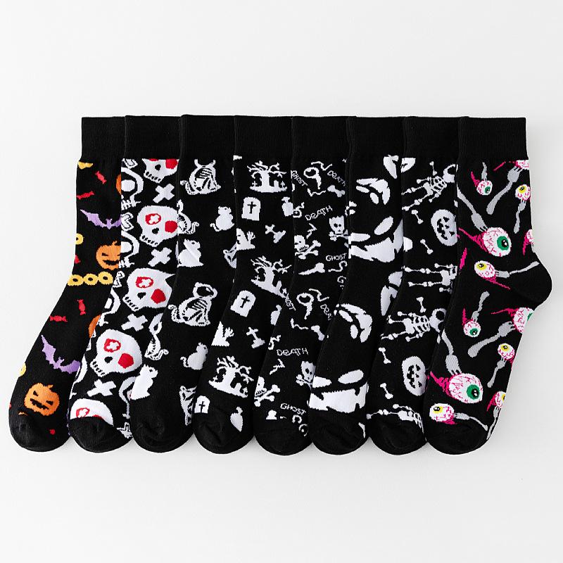 8 Pairs of New Men's Socks Plus Size Cotton Halloween Tube Sock Thanksgiving Women's Socks