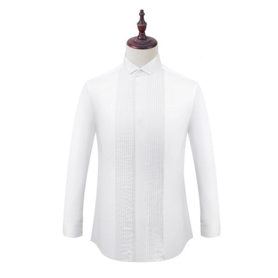 Bridegroom Shirt Top with Bow Ties Solid Color Long Sleeve Lapel Button-up