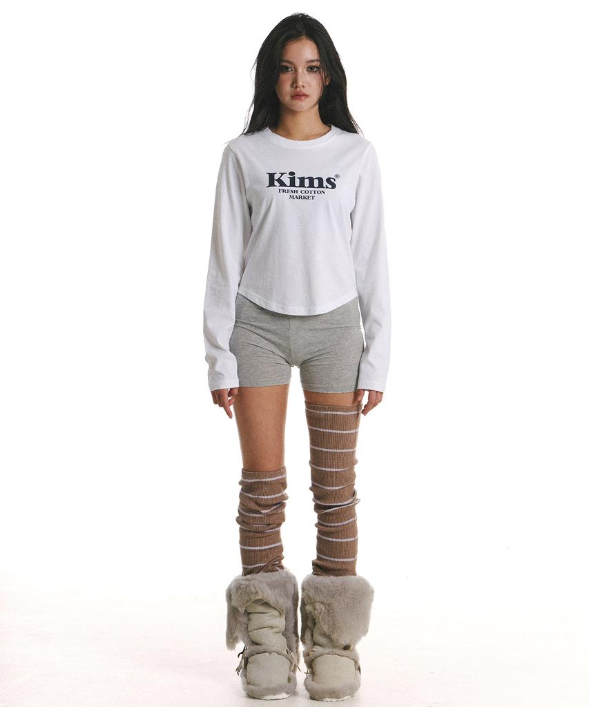 Kimseupeulesikoteunmakes Kims Bam Logo Ls Tee White