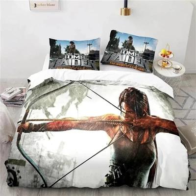 3D-Druck Spiel Tomb Raider Bettwäsche-Set Schlafzimmer Weiche Moderne Tagesdecken Bequeme Kinder Bettbezug Bettdeckenbezug Und Kissenbezug